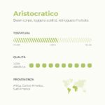 La miscela Aristocrtico è composta al 100% da caffè Arabica, e presenta un buon corpo, una leggera acidità ed un retrogusto fruttato